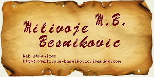 Milivoje Besniković vizit kartica